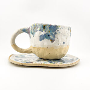 Ręcznie robiony kubek ceramiczny 220ml plus talerzyk