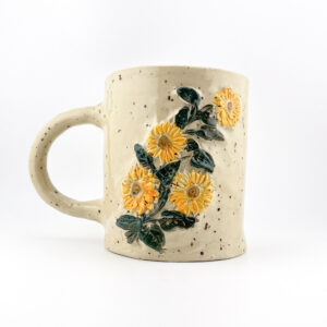 Ręcznie robiony kubek ceramiczny - 500ml słoneczniki