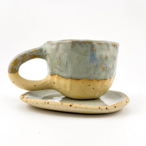 Ręcznie robiony kubek ceramiczny 110ml plus talerzyk