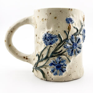 Ręcznie robiony kubek ceramiczny - 250 chabry