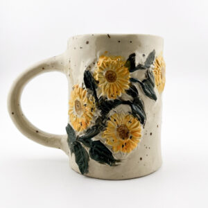 Ręcznie robiony kubek ceramiczny - 250 słoneczniki